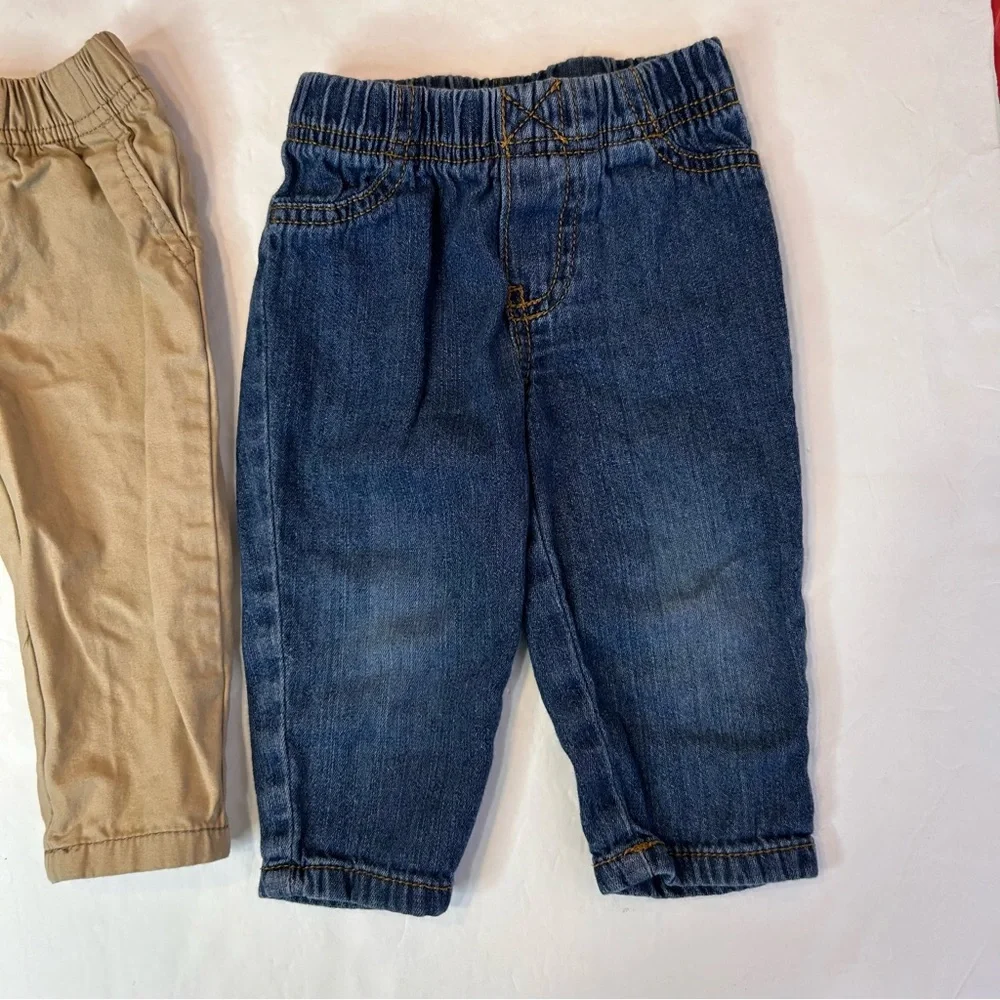 Carter's Tan and Blue 2Pairs of Boy Pants Kids Jeans and khaki pants Size 9Month